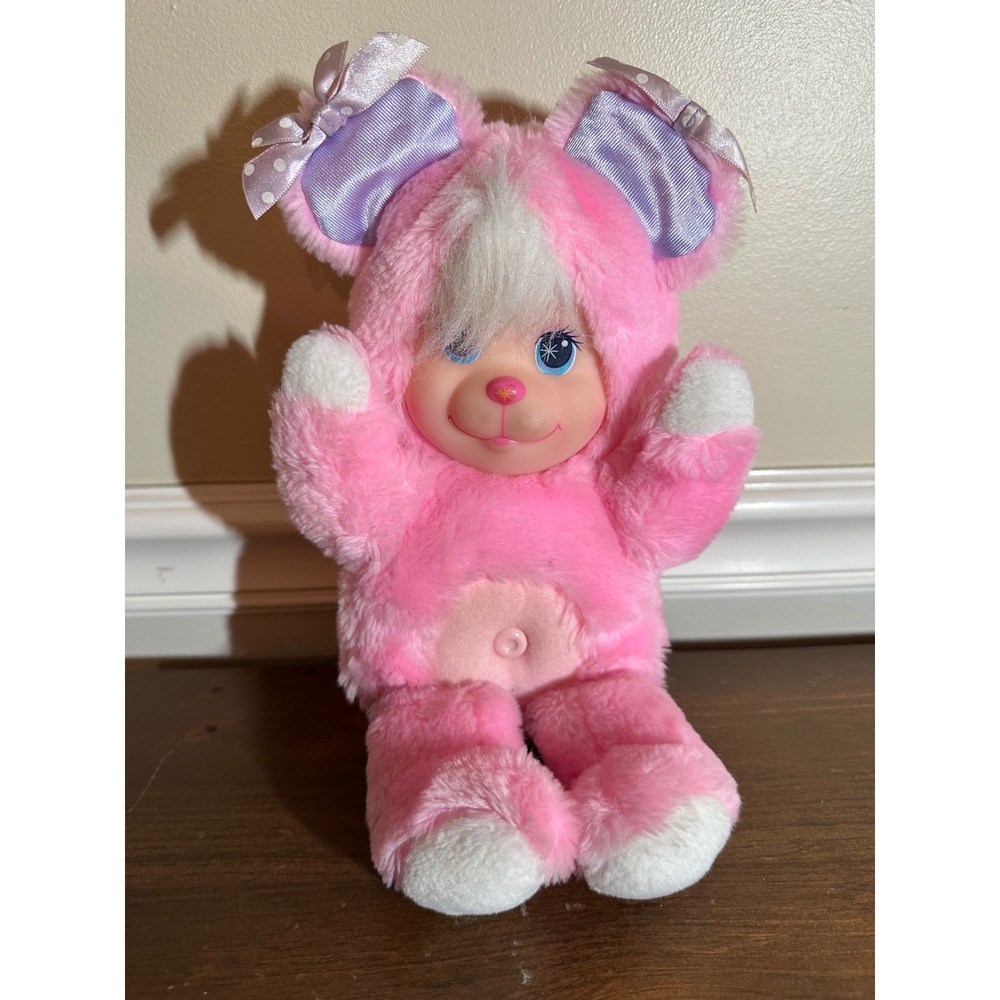 Vintage 1990 Mattel Pink Plush Doll Vinyl Face Blue Eyes Snowflake 12 Inch